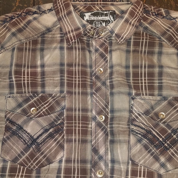 Buckle Black Button Down Shirt Slim Fit XL - Picture 6 of 6